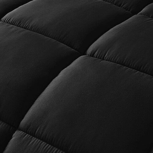 Bedroom > Comforters And Sets - Queen Size Reversible Microfiber Down Alternative Comforter Set In Black