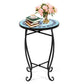 Outdoor > Outdoor Furniture > Patio Tables - Indoor/Outdoor Blue Mosaic Round Side Accent Table Plant Stand