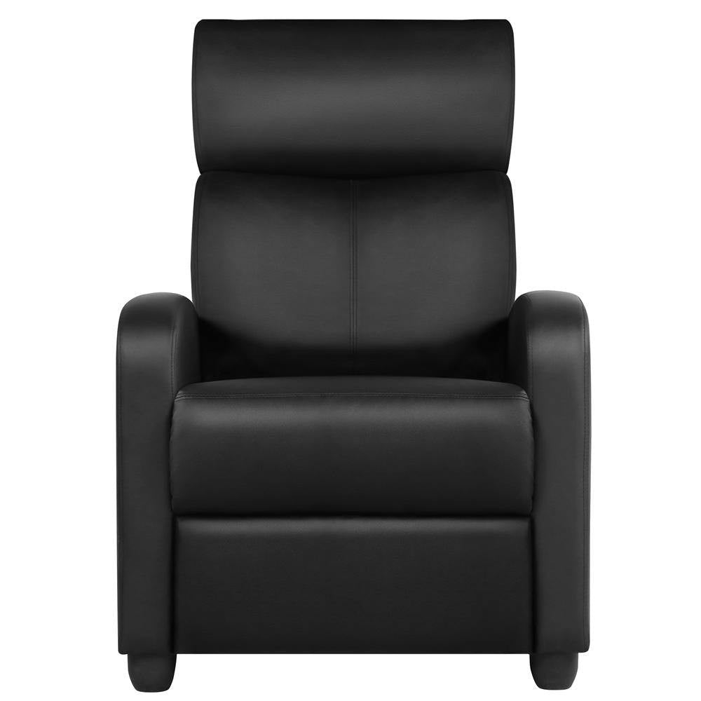 Living Room > Recliners And Chaise Lounge - Black High-Density Faux Leather Push Back Recliner Chair