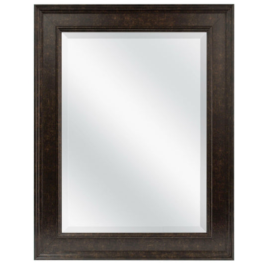Bathroom > Bathroom Mirrors - Beveled Rectangular Bathroom Vanity Mirror With Bronze Finish Frame