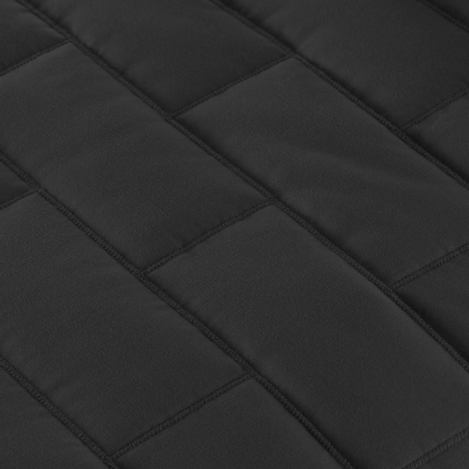 Bedroom > Quilts & Blankets - Full/Queen Modern Brick Stitch Microfiber Reversible 3 Piece Quilt Set In Black