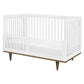 Bedroom > Baby & Kids - 3-in-1 Modern Solid Wood Crib In White With Mid Century Style Legs In Walnut