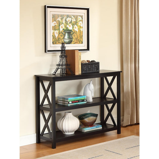 Living Room > Console & Sofa Tables - 3-Tier Black Sofa Table Bookcase Living Room Shelves