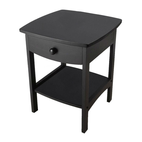 Bedroom > Nightstand And Dressers - Black 1-Drawer Bedroom Nightstand Contemporary End Table