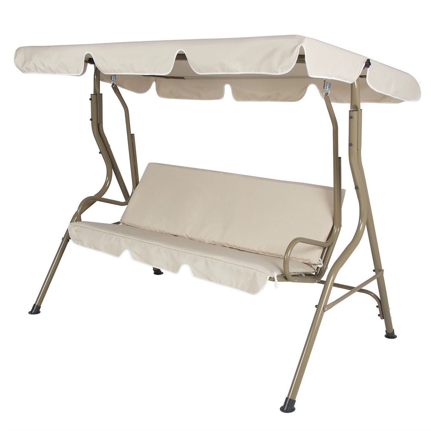 Outdoor > Outdoor Furniture > Porch Swings And Gliders - Outdoor Porch Swing Patio Deck Glider With Canopy In Beige