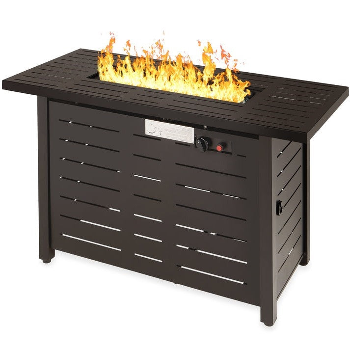 Outdoor > Outdoor Decor > Fire Pits - Outdoor Heating Brown Steel LP Gas Propane Fire Pit W/ Auto Ignition