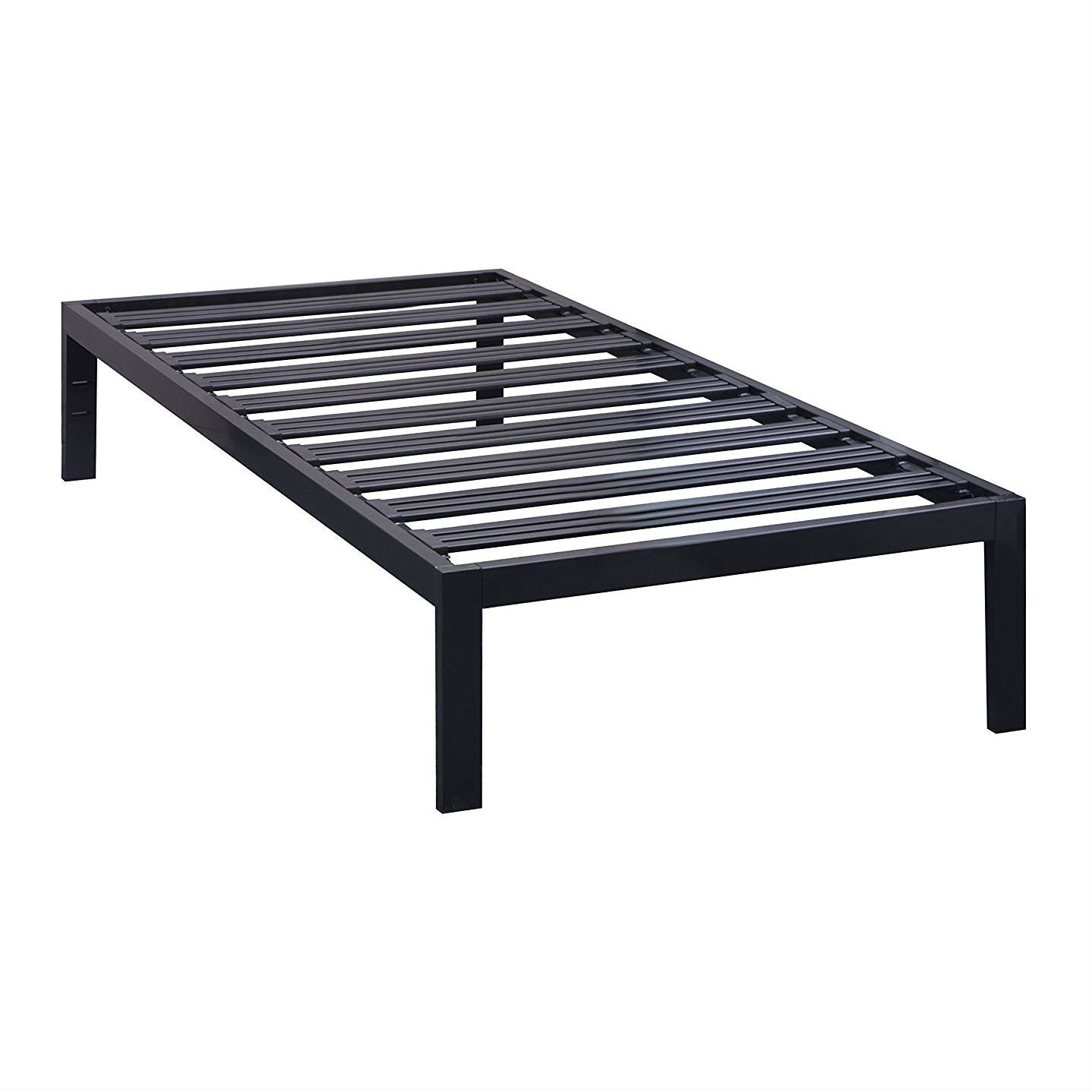 Bedroom > Bed Frames > Platform Beds - Twin XL Heavy Duty Wide Slat Steel Platform Bed Frame In Black Metal Finish