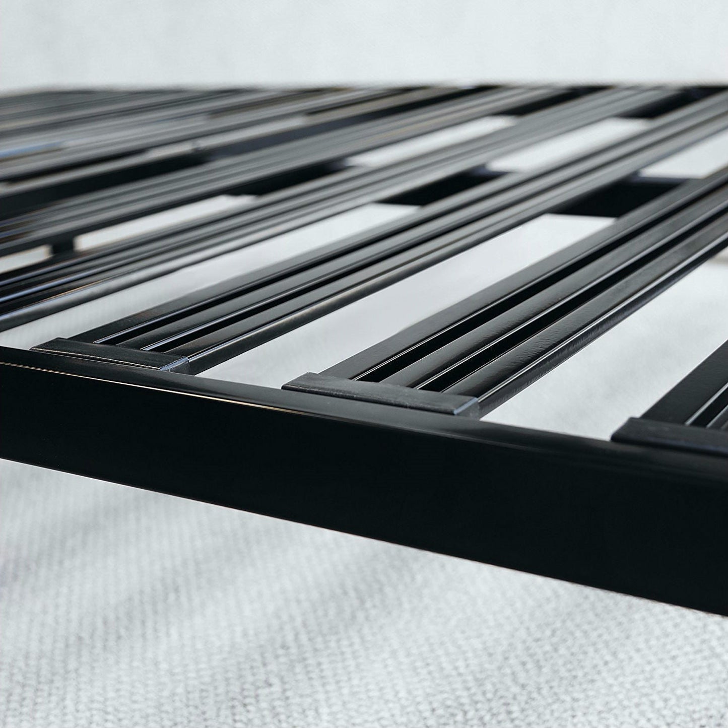 Bedroom > Bed Frames > Platform Beds - Twin XL Heavy Duty Wide Slat Steel Platform Bed Frame In Black Metal Finish