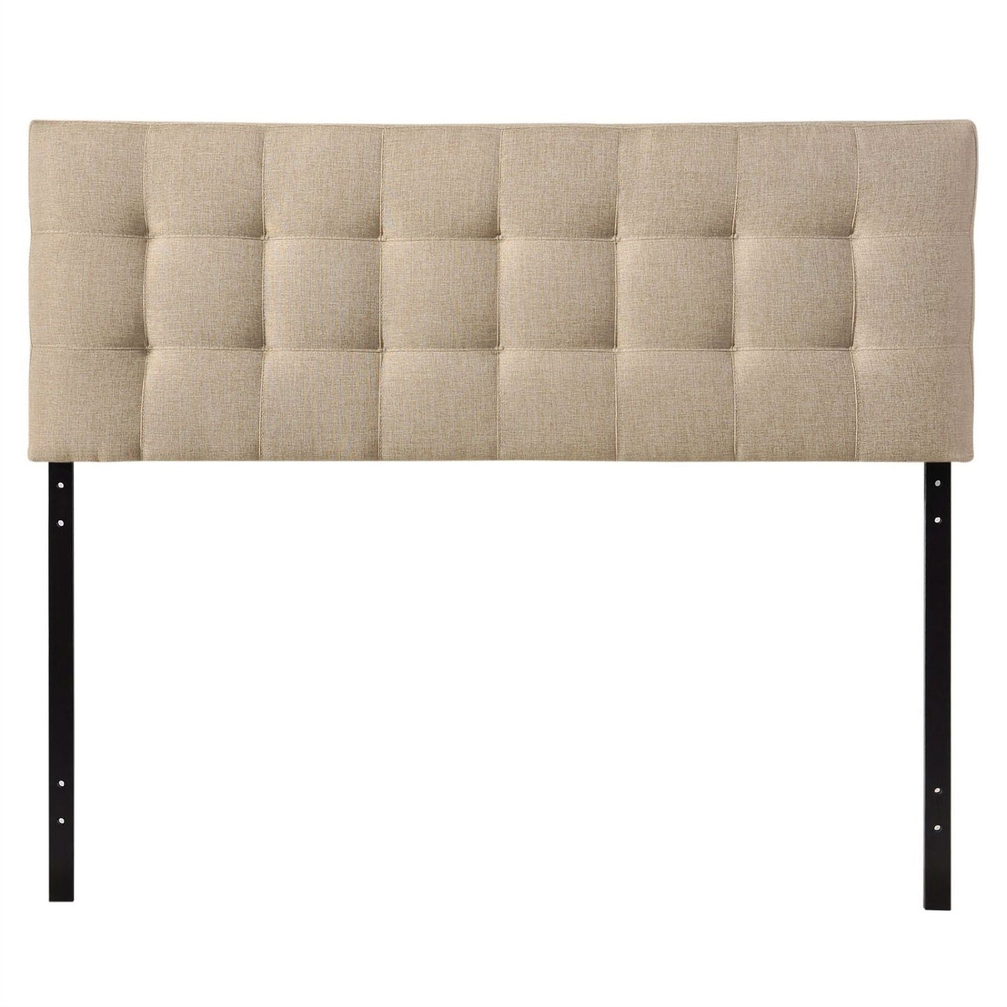 Bedroom > Headboards - King Size Beige Fabric Upholstered Headboard With Modern Tufting