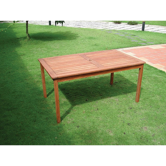 Outdoor > Outdoor Furniture > Patio Tables - Rectangle 59 X 31.5-inch Solid Wood Patio Dining Table With Center Umbrella Hole