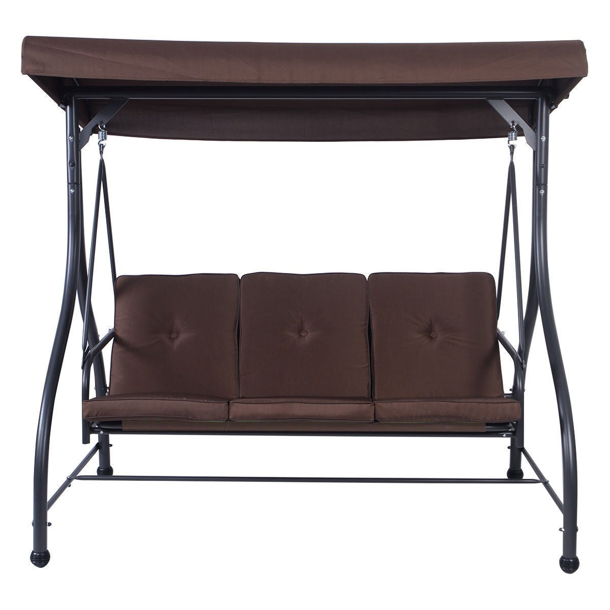 Temporarily Paused Products - Brown Adjustable 3 Seat Cushioned Porch Patio Canopy Swing Chair