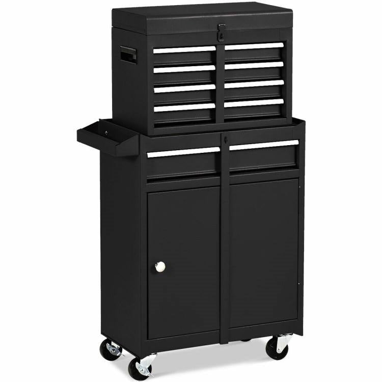 Accents > Storage Cabinets - Black Heavy Duty Steel Lockable Rolling Garage Tool Chest Mobile Storage Cart