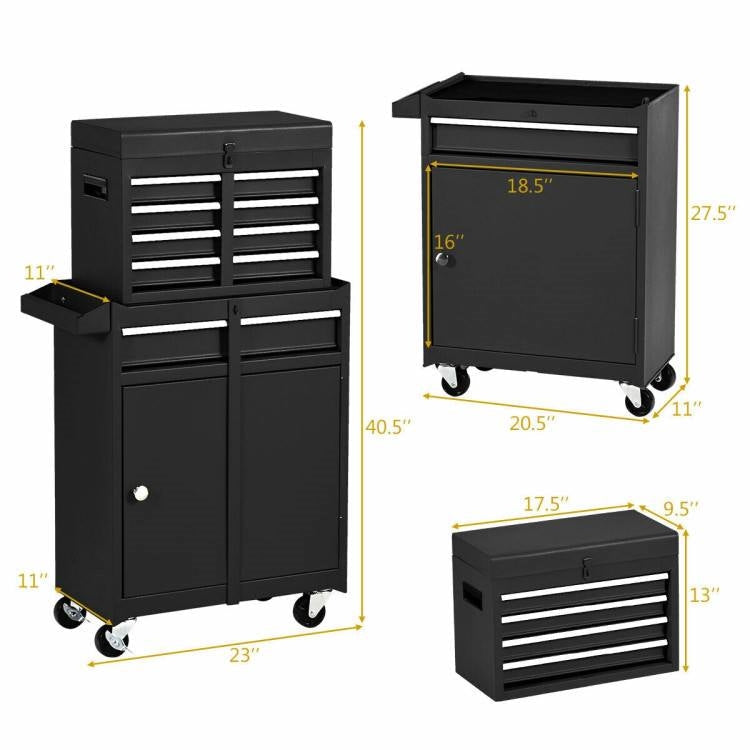 Accents > Storage Cabinets - Black Heavy Duty Steel Lockable Rolling Garage Tool Chest Mobile Storage Cart