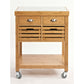 Kitchen > Kitchen Carts - Stainless Steel Top Bamboo Wood Kitchen Cart With Casters
