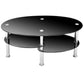 Living Room > Coffee Tables - Modern Black Tempered Glass Coffee Table With Bottom Shelf