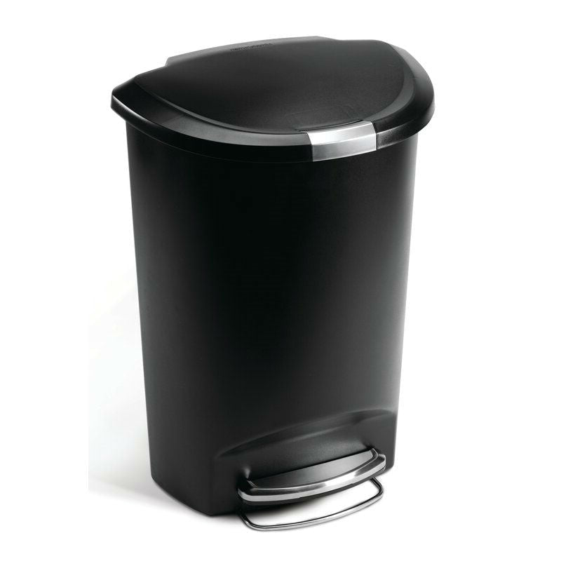 Kitchen > Trash Cans & Recycle Bins - Black 13-Gallon Kitchen Trash Can With Foot Pedal Step Lid