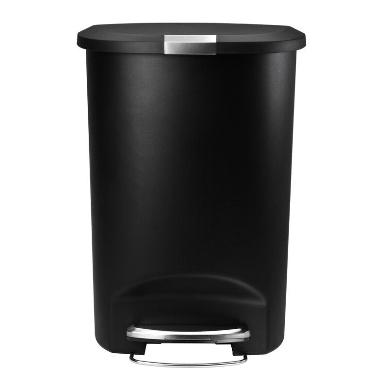 Kitchen > Trash Cans & Recycle Bins - Black 13-Gallon Kitchen Trash Can With Foot Pedal Step Lid