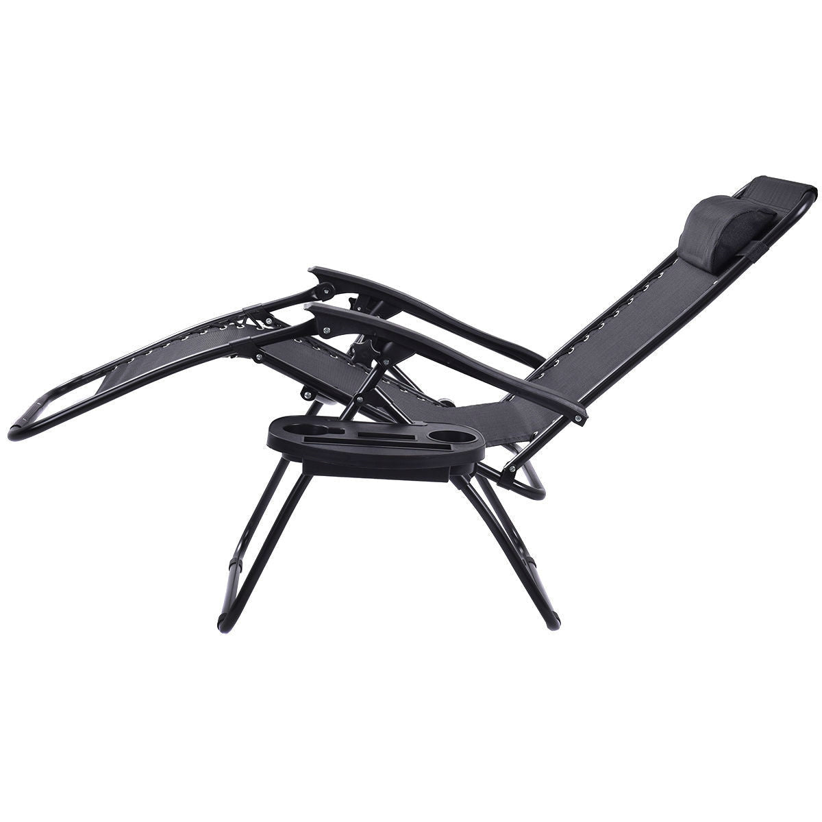 Outdoor > Outdoor Furniture > Patio Chairs - Set Of 2 Black Folding Outdoor Zero Gravity Lounge Chair Recliner