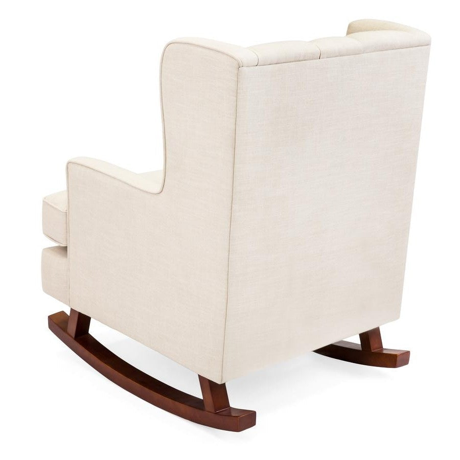 Living Room > Recliners And Leather Recliner - Beige Soft Tufted Upholstered Wingback Rocker Rocking Chair