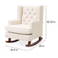 Living Room > Recliners And Leather Recliner - Beige Soft Tufted Upholstered Wingback Rocker Rocking Chair
