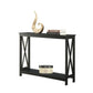 Living Room > Console & Sofa Tables - Black Wood Console Sofa Table With Bottom Storage Shelf