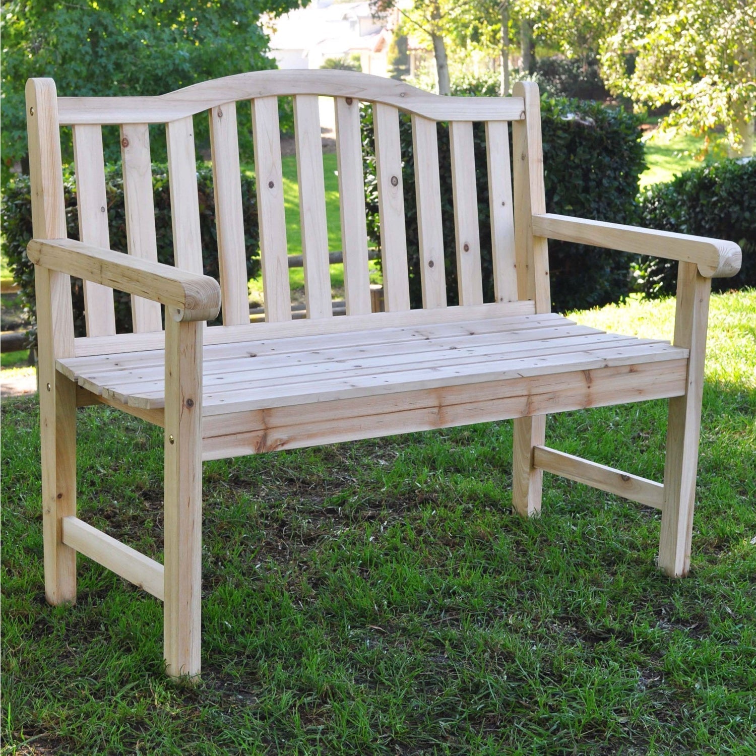 Outdoor > Outdoor Furniture > Garden Benches - Outdoor Cedar Wood Garden Bench In Natural With 475lbs. Weight Limit