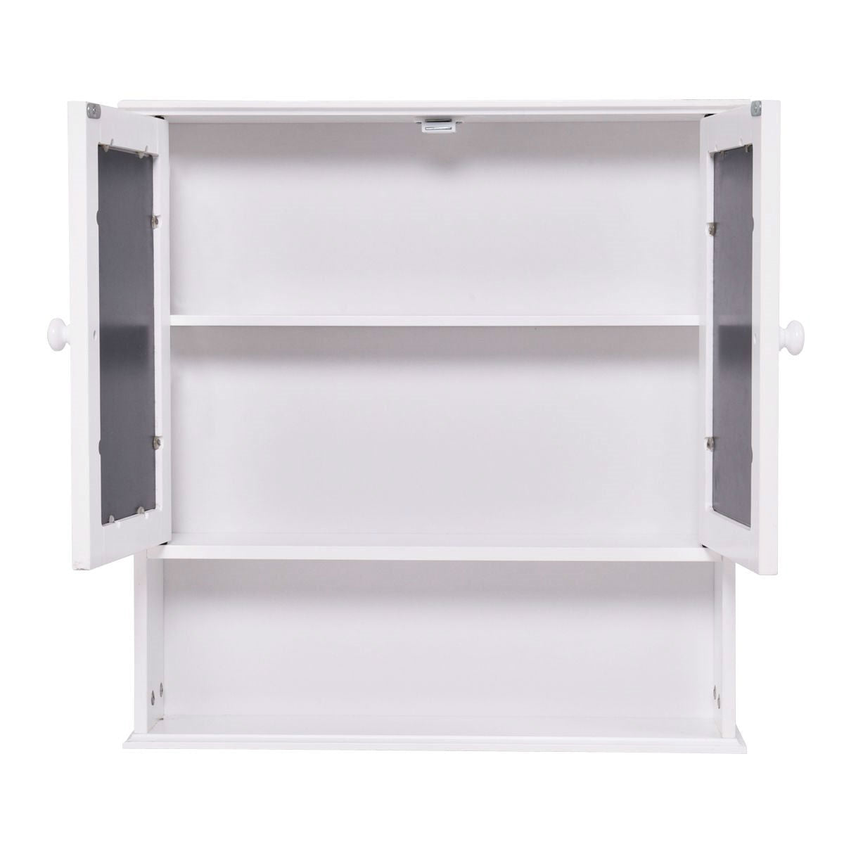 Bathroom > Bathroom Mirrors - Simple Bathroom Mirror Wall Cabinet In White Wood Finish 23 X 22 Inch