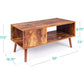Living Room > Coffee Tables - Modern Mid-Century Coffee Table Living Room Storage Shelf In Brown Wood