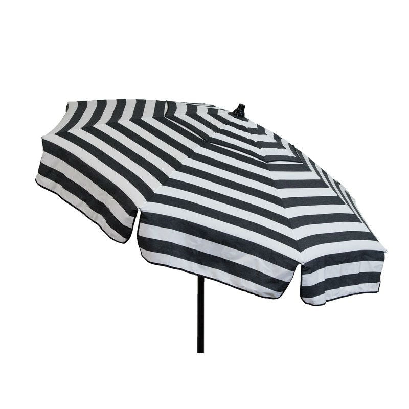 Outdoor > Outdoor Furniture - 6 Foot Black White Stripe Drape Umbrella Manual Lift With Tilt