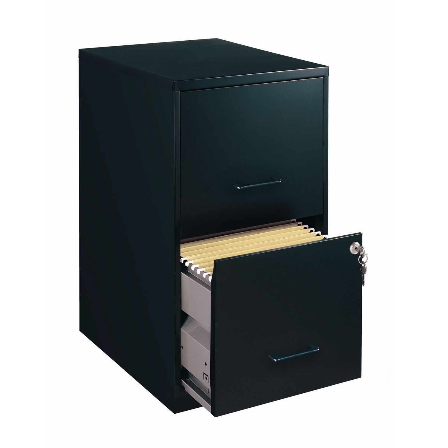Office > Filing Cabinets - Black Metal 2-Drawer Vertical Filing File Cabinet - Made In USA