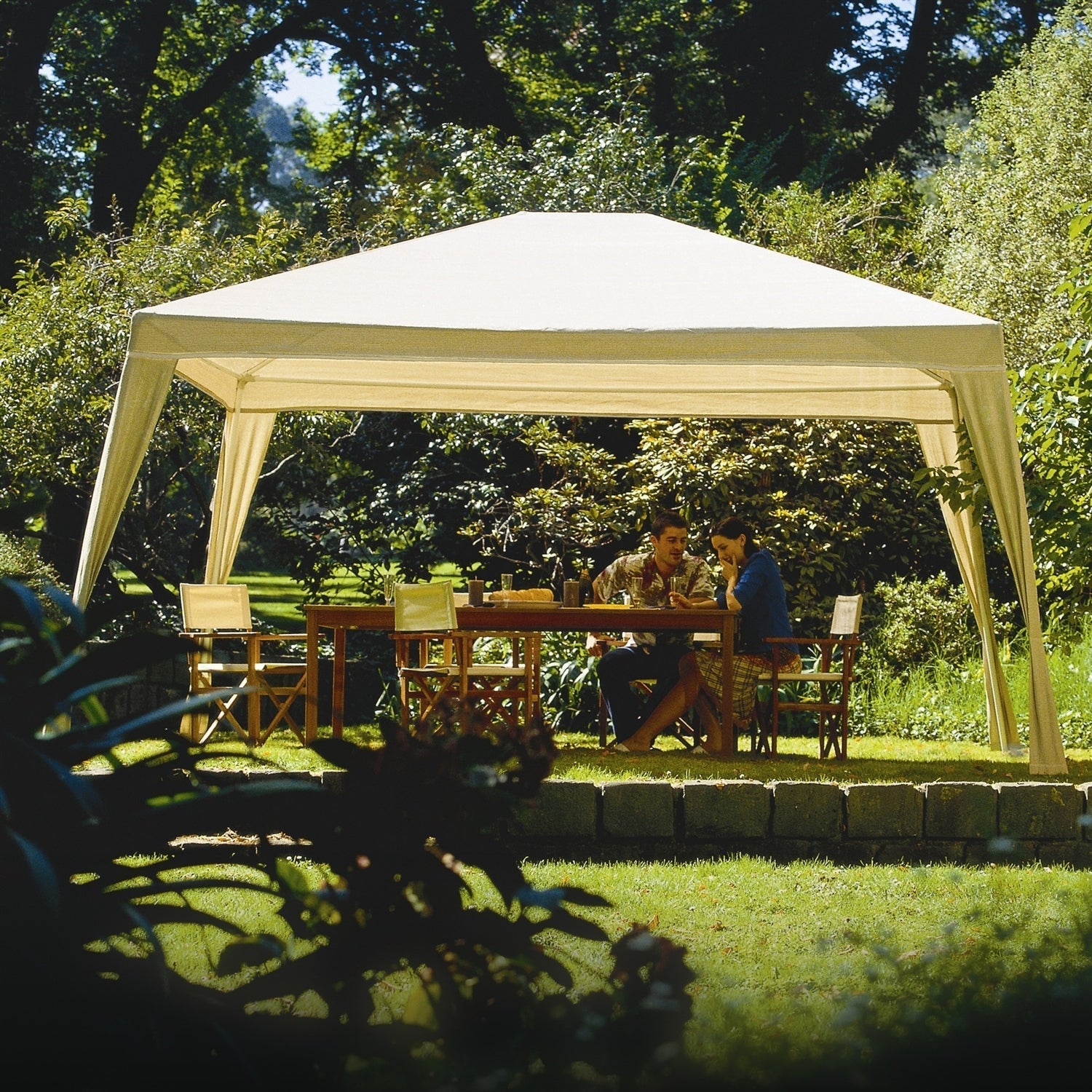 Outdoor > Gazebos & Canopies - 12Ft X 10Ft Folding Gazebo With Carry Bag In Camel