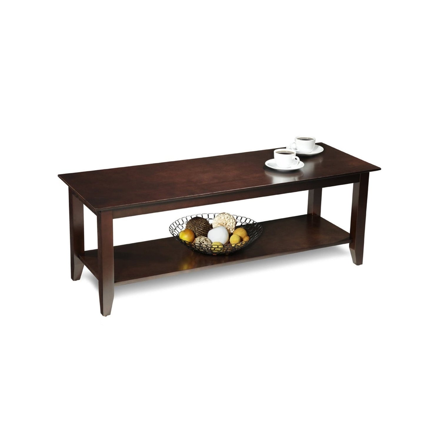 Living Room > Coffee Tables - Espresso Wood Grain Coffee Table With Bottom Shelf