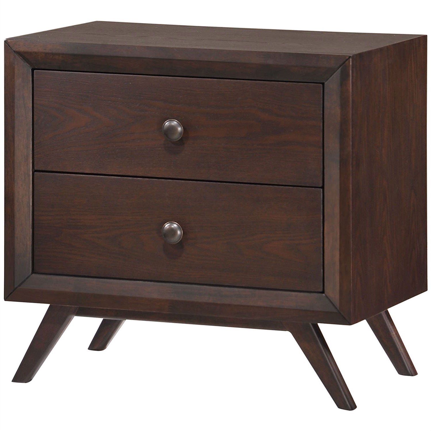 Bedroom > Nightstand And Dressers - Mid-Century Modern Style End Table Nightstand In Cappuccino Wood Finish