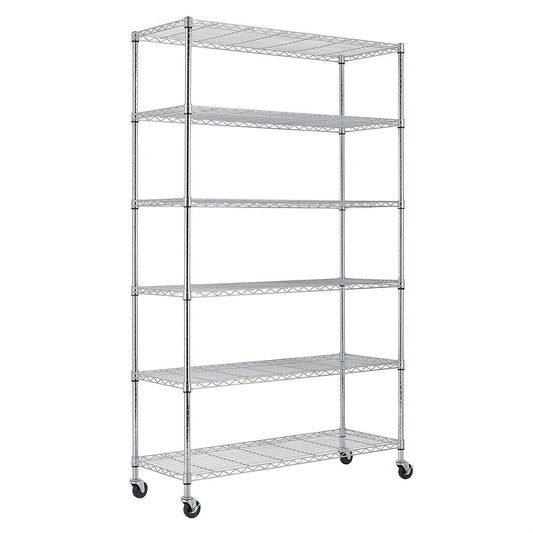 Accents > Shelving Units - Heavy Duty 6-Shelf Metal Storage Rack Shelving Unit With Casters