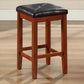 Dining > Barstools - Set Of 2 - 24-inch High Cherry Bar Stools W/ Cushion Faux Leather Seat