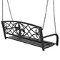 Outdoor > Outdoor Furniture > Porch Swings And Gliders - Farmhouse Black Sturdy 2 Seat Porch Swing Bench Scroll Accents