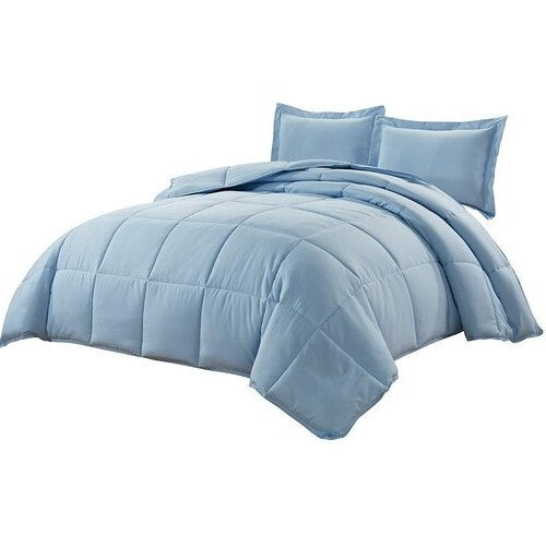 Bedroom > Comforters And Sets - Queen Size Reversible Microfiber Down Alternative Comforter Set In Blue