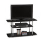 Living Room - 3-Tier Flat Screen TV Stand In Black Wood Grain / Stainless Steel