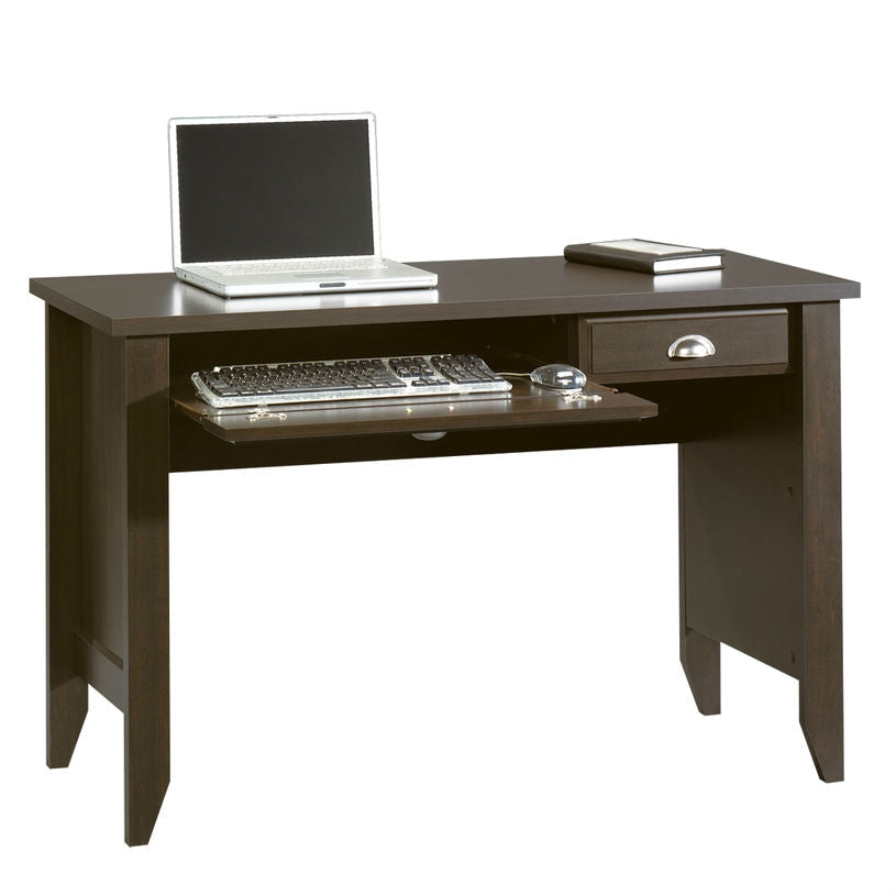 Office > Computer Desks - Computer Desk With Keyboard Tray In Dark Brown Mocha Espresso Wood Finish