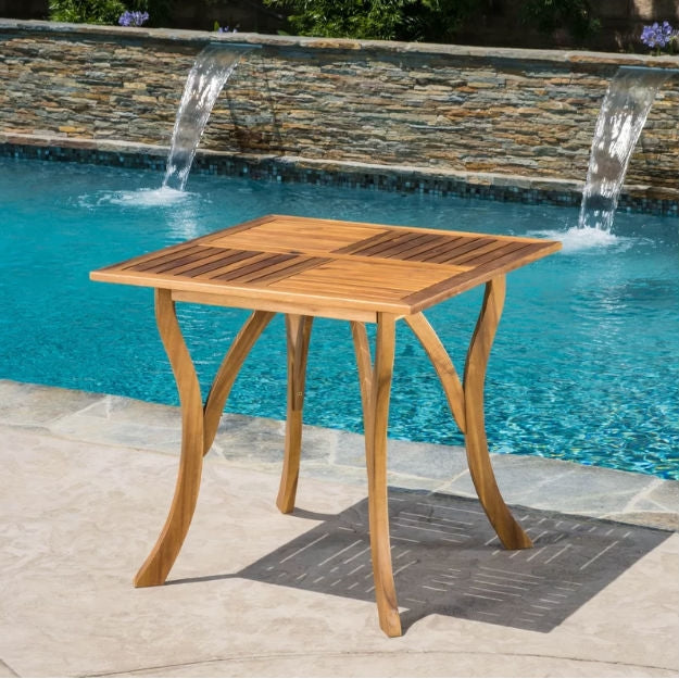 Outdoor > Outdoor Furniture > Patio Tables - Outdoor Solid Wood 31.5 Inch Square Patio Dining Table