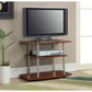 Living Room > TV Stands And Entertainment Centers - Modern Wood And Metal TV Stand In Cherry Brown Finish