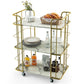 Kitchen > Kitchen Carts - 3 Tier Faux Marble Gold Rolling Bar Cart
