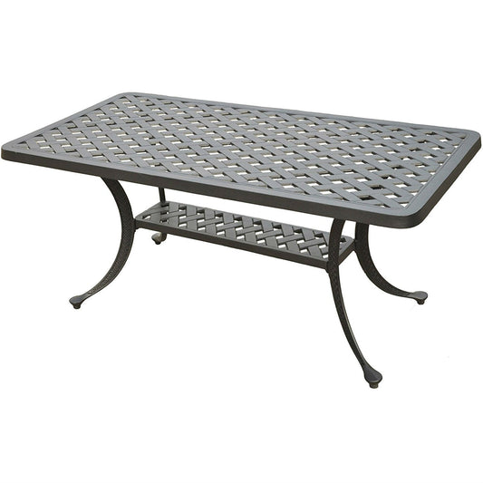 Outdoor > Outdoor Furniture > Patio Tables - Solid Cast Aluminum 21 X 42 Inch Outdoor Patio Dining Cocktail Table - Charcoal