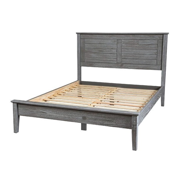 Bedroom > Bed Frames > Platform Beds - Contemporary Grey Solid Pine Platform Bed In Queen Size