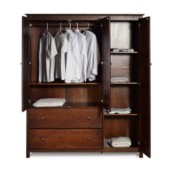 Bedroom > Wardrobe & Armoire - Cherry Wood Finish Bedroom Wardrobe Armoire Cabinet Closet