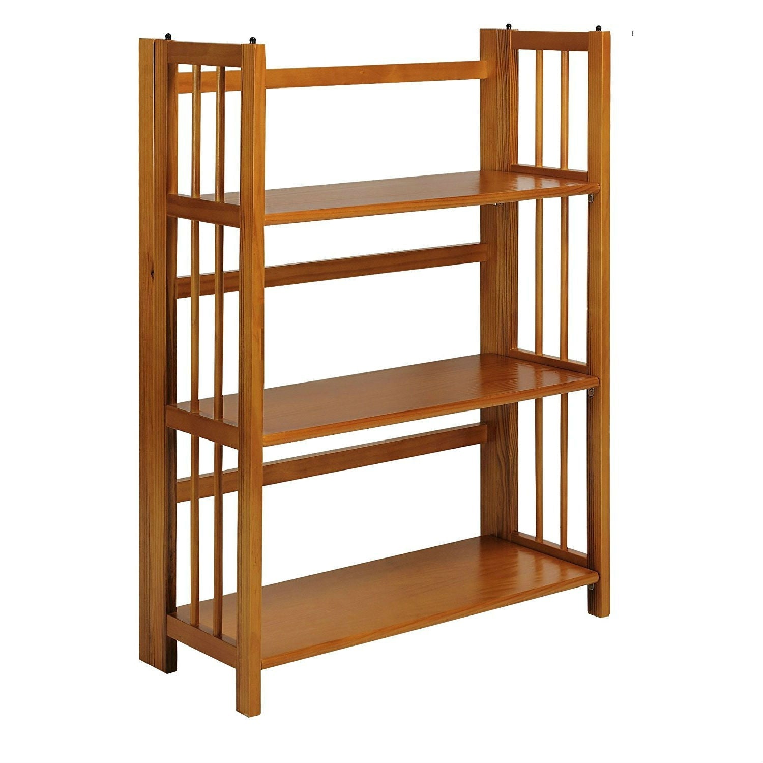 Living Room > Bookcases - 3-Shelf Folding Storage Shelves Bookcase In Honey Oak Finish