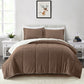 Bedroom > Comforters And Sets - Queen Plush Microfiber Reversible Comforter Set In Chocolate
