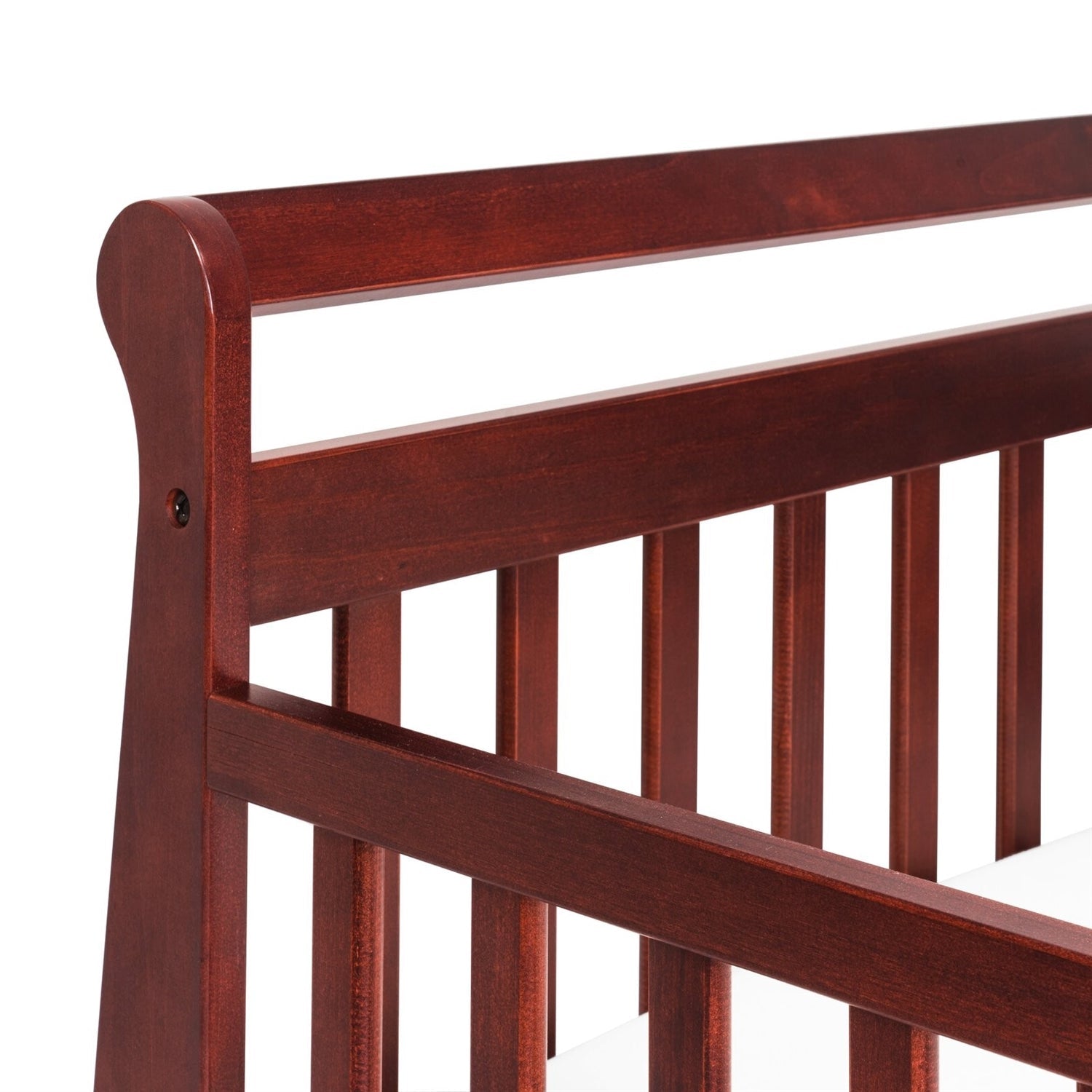 Bedroom > Baby & Kids - Cherry Modern Slatted Guard Rails Toddler Sleigh Bed