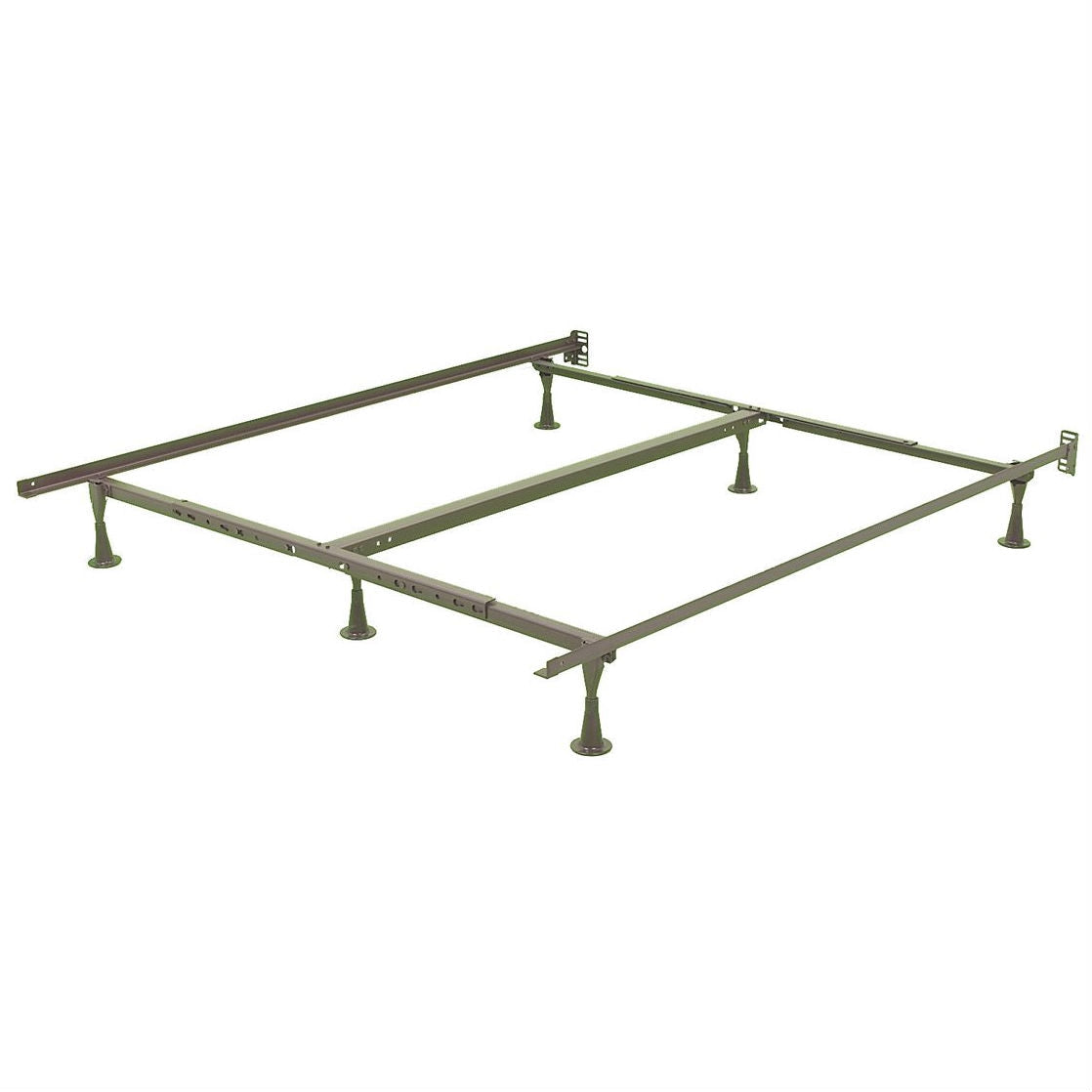 Bedroom > Bed Frames > Metal Beds - California King Metal Bed Frame With Wide Glide Legs And Headboard Brackets