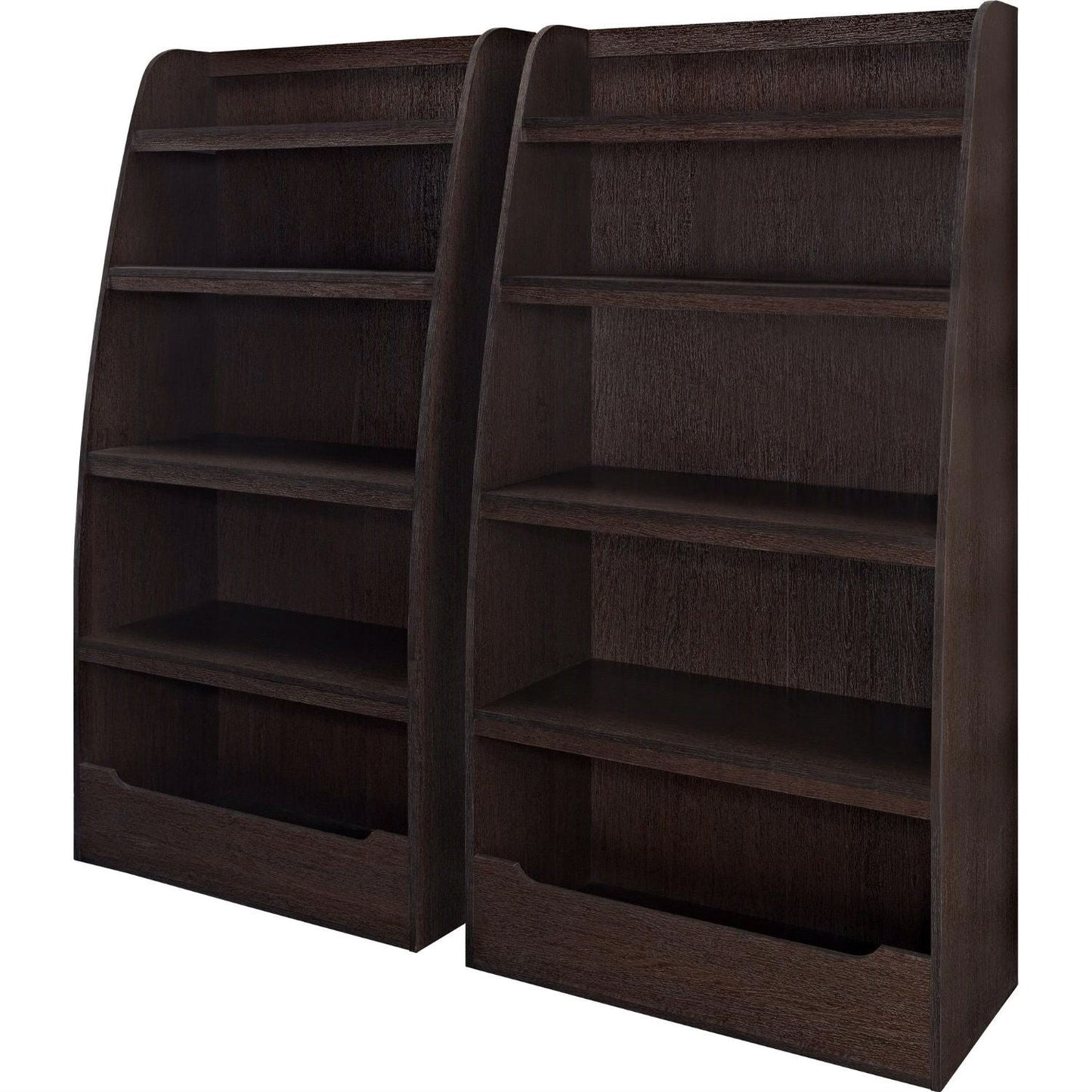 Living Room > Bookcases - Kids 4-Shelf Bookcase In Espresso Wood Finish Childs Bedroom